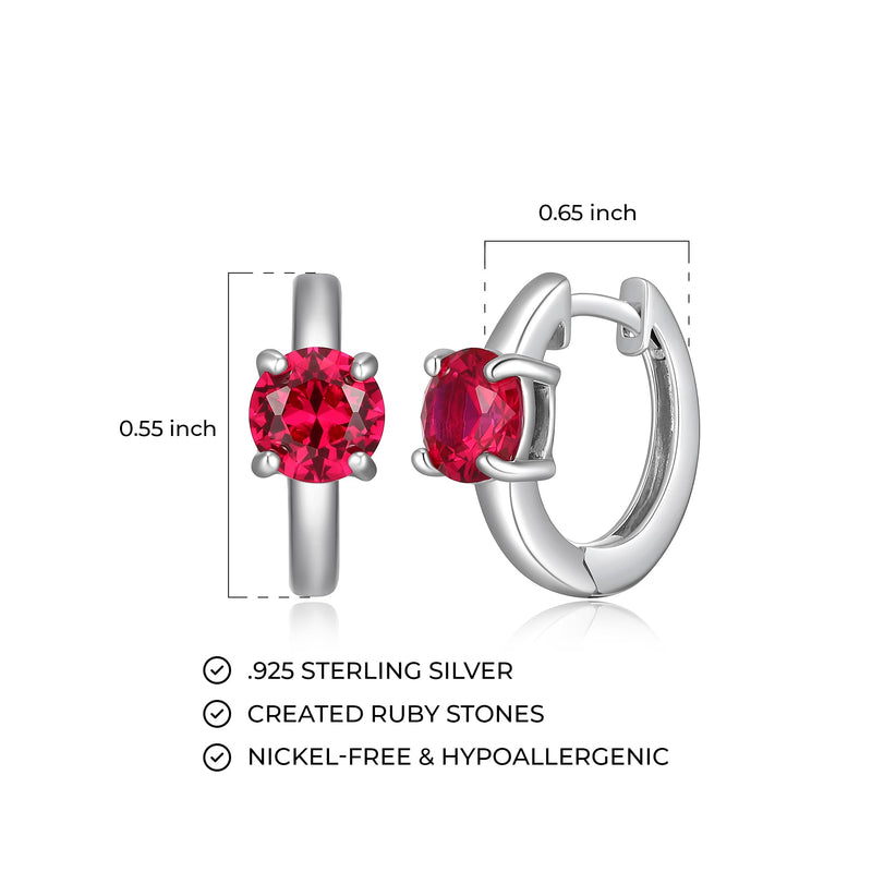 MORGAN & PAIGE Rhodium-Plated Sterling Silver Huggie Hoop Earrings - Hypoallergenic and Nickel-Free for Sensitive Skin, Choice of Birthstone Jewelry, with Elegant Gift Box