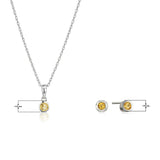 Dainty 925 Sterling Silver Gemstone Birthstone Petite Stud Earrings and 16" Pendant Necklace Jewelry Set