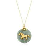 18K Gold-Plated Sterling Silver Chinese Zodiac Sign Pendant Necklace for Women - Hypoallergenic Jade Zodiac Year Pendant with 18-inch Chain - Genuine Green Jade Jewelry