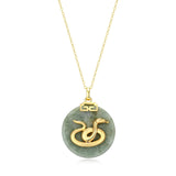 18K Gold-Plated Sterling Silver Chinese Zodiac Sign Pendant Necklace for Women - Hypoallergenic Jade Zodiac Year Pendant with 18-inch Chain - Genuine Green Jade Jewelry