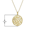 18K Yellow Gold or 14K Rose Gold Plated 925 Sterling Silver Filigree Round Flower Pendant Necklace or Drop Earrings