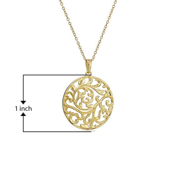 18K Yellow Gold or 14K Rose Gold Plated 925 Sterling Silver Filigree Round Flower Pendant Necklace or Drop Earrings