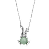 925 Sterling Silver and Genuine Jade Pendant Necklace - 18 Inch Rope Chain Jewelry for Women, Gifts for Women