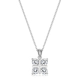 MORGAN & PAIGE Lab-Created 4-Stone Checkerboard Pendant Necklace Featuring Rhodium-Plated Sterling Silver with Faceted Cable Chain, Square Pendants, Gemstone Pendant Necklace