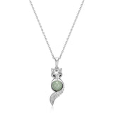 925 Sterling Silver and Genuine Jade Pendant Necklace - 18 Inch Rope Chain Jewelry for Women, Gifts for Women