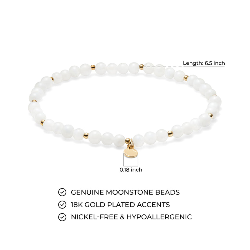 MORGAN & PAIGE Bronze 18k Yellow Gold Plated Genuine Gemstones Stretch Bracelet - Dainty Gold Beaded Bracelets for Women, 4mm Gemstone Beads, Adjustable 6.5 Inch Stretch Bracelets for Women