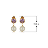 MORGAN & PAIGE 925 Sterling Silver Bezel-Set Gemstone Birthstone and 8mm White Freshwater Cultured Pearl Post Drop Earrings