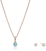 Dainty 925 Sterling Silver Gemstone Birthstone Petite Stud Earrings and 16" Pendant Necklace Jewelry Set