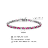 MORGAN & PAIGE .925 Sterling Silver Rhodium Plated Birthstone Tennis Bracelets for Women - Alternating Diamond and Oval Gemstone Bracelet, Secure Locking Clasp Birthday Gift Jewelry for Women 7.25"