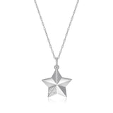 MORGAN & PAIGE Rhodium-Plated Sterling Silver Round White Cubic Zirconia Dainty Star Pavé-Setting Pendant Necklace, 18"