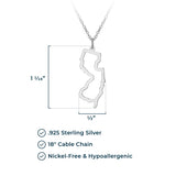 MORGAN & PAIGE .925 Sterling Silver Rhodium Plated US Home States Outline Map Pendant Necklaces for Women - Long Distance Friendship Dainty Hypoallergenic Sterling Silver Necklace for Women 18 inch