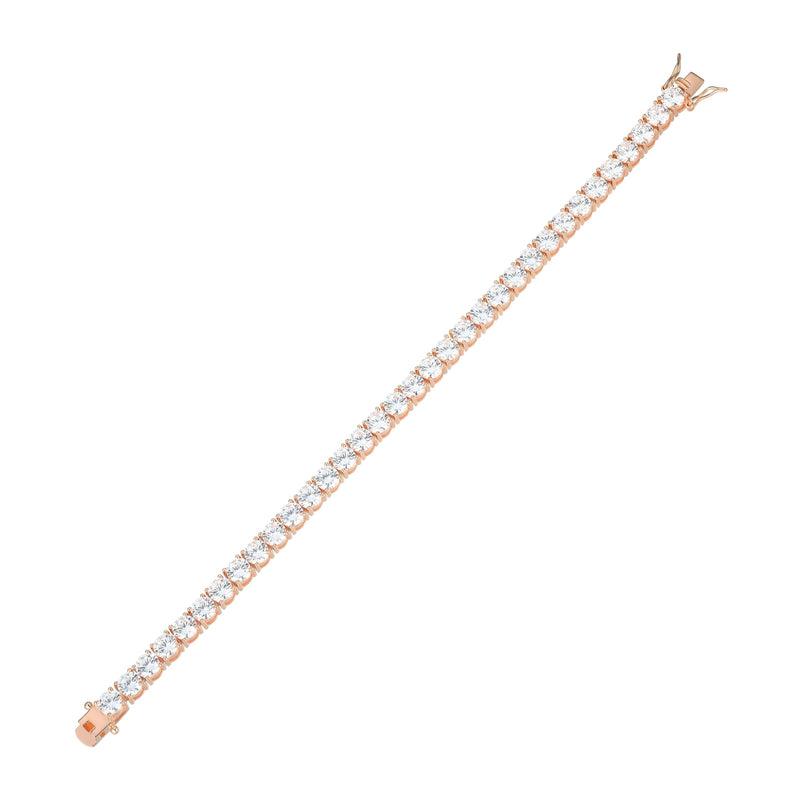 MORGAN & PAIGE 925 Sterling Silver Tennis Bracelet with Cubic Zirconia in Platinum, Yellow Gold, or Rose Gold Plated Finishes; Hypoallergenic Tarnish-Free, Silver Bracelet for Women,7.25 or 8 inch