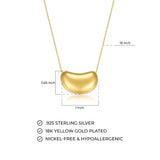 MORGAN & PAIGE .925 Sterling Silver Rhodium Plated, 14K Rose Gold or 18K Yellow Gold Necklaces for Women, Bean Shape Pendant Design Sterling Silver Necklace for Women, Classic Charm Jewelry 18 inch