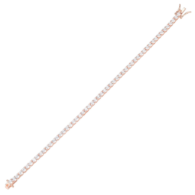 MORGAN & PAIGE 925 Sterling Silver Tennis Bracelet with Cubic Zirconia in Platinum, Yellow Gold, or Rose Gold Plated Finishes; Hypoallergenic Tarnish-Free, Silver Bracelet for Women,7.25 or 8 inch