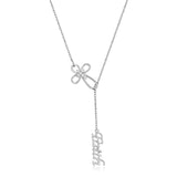 .925 Sterling Silver Lariat Style Y-Necklace with Cubic Zirconia-Accented