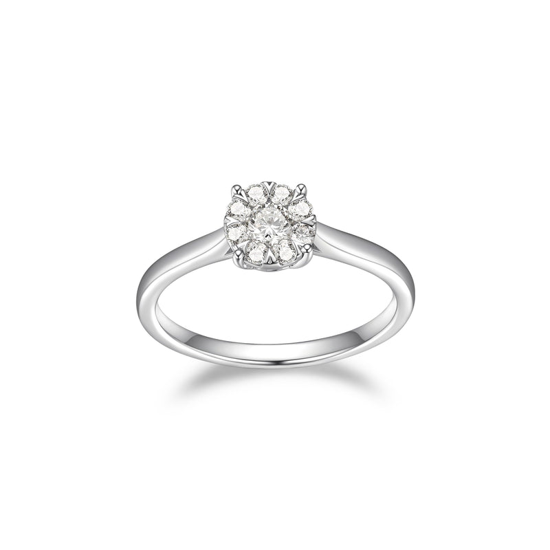 Rhodium-Plated Sterling Silver Ring - 1/3 Carat Total Weight Lab-Created Diamonds, Romantic Jewelry, Hypoallergenic, Elegant Gift Box Included