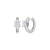 MORGAN & PAIGE Rhodium-Plated Sterling Silver Huggie Hoop Earrings - Hypoallergenic and Nickel-Free for Sensitive Skin, Choice of Birthstone Jewelry, with Elegant Gift Box