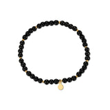 MORGAN & PAIGE Bronze 18k Yellow Gold Plated Genuine Gemstones Stretch Bracelet - Dainty Gold Beaded Bracelets for Women, 4mm Gemstone Beads, Adjustable 6.5 Inch Stretch Bracelets for Women