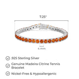 MORGAN & PAIGE .925 Sterling Silver Tennis Bracelet For Women - Genuine Natural or Created 4mm Gemstone Round Cut Birthstones, 7.25"