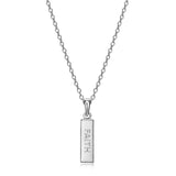 MORGAN & PAIGE .925 Sterling Silver Rhodium Plated Vertical Bar Sentiment Pendant Necklace - Lightweight Dainty Necklace for Women Sterling Silver Necklace, Jewelry Gifts 18" Rope Chain