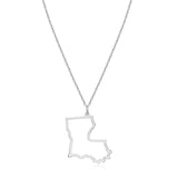 MORGAN & PAIGE .925 Sterling Silver Rhodium Plated US Home States Outline Map Pendant Necklaces for Women - Long Distance Friendship Dainty Hypoallergenic Sterling Silver Necklace for Women 18 inch