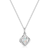 MORGAN & PAIGE Gemstone Lab-Created Birthstone Pendant Love Knot Necklace Featuring Rhodium-Plated Sterling Silver with Faceted Cable Chain, Love Knot Necklace, Birthstone Necklaces for Women