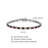 MORGAN & PAIGE .925 Sterling Silver Rhodium Plated Birthstone Tennis Bracelets for Women - Alternating Diamond and Oval Gemstone Bracelet, Secure Locking Clasp Birthday Gift Jewelry for Women 7.25"