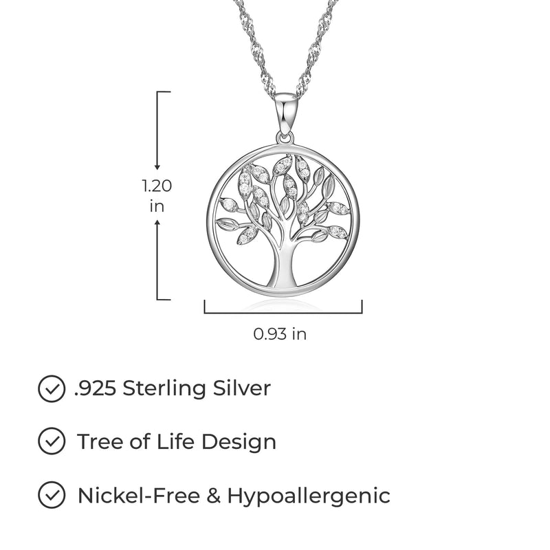 925 Sterling Silver Celtic Knot Openwork Tree of Life Earrings and Pendant Necklace