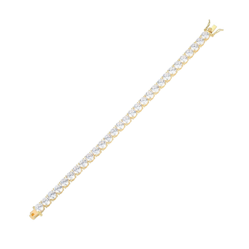 MORGAN & PAIGE 925 Sterling Silver Tennis Bracelet with Cubic Zirconia in Platinum, Yellow Gold, or Rose Gold Plated Finishes; Hypoallergenic Tarnish-Free, Silver Bracelet for Women,7.25 or 8 inch