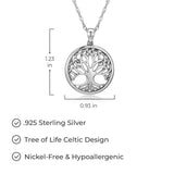 925 Sterling Silver Celtic Knot Openwork Tree of Life Earrings and Pendant Necklace