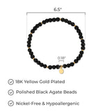 MORGAN & PAIGE Bronze 18k Yellow Gold Plated Genuine Gemstones Stretch Bracelet - Dainty Gold Beaded Bracelets for Women, 4mm Gemstone Beads, Adjustable 6.5 Inch Stretch Bracelets for Women