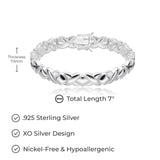 MORGAN & PAIGE .925 Sterling Silver XOXO Hugs and Kisses Tennis Bracelets for Women - Polished Finish Elegant Design for Friendship and Relationship, Silver Bracelets for Women 7 inch