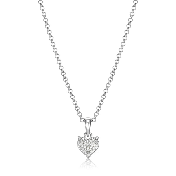 Sterling Silver Pendant Necklace Lab-Created Diamonds, Romantic Jewelry, Hypoallergenic, 18-inch Chain, Elegant Gift Box Included