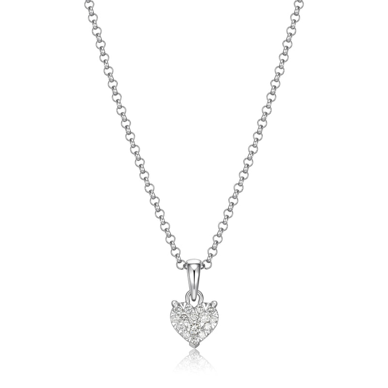 Sterling Silver Pendant Necklace Lab-Created Diamonds, Romantic Jewelry, Hypoallergenic, 18-inch Chain, Elegant Gift Box Included