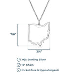 MORGAN & PAIGE .925 Sterling Silver Rhodium Plated US Home States Outline Map Pendant Necklaces for Women - Long Distance Friendship Dainty Hypoallergenic Sterling Silver Necklace for Women 18 inch