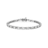 MORGAN & PAIGE .925 Sterling Silver Rhodium Plated Birthstone Tennis Bracelets for Women - Alternating Diamond and Oval Gemstone Bracelet, Secure Locking Clasp Birthday Gift Jewelry for Women 7.25"