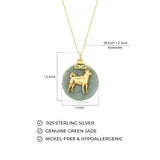 18K Gold-Plated Sterling Silver Chinese Zodiac Sign Pendant Necklace for Women - Hypoallergenic Jade Zodiac Year Pendant with 18-inch Chain - Genuine Green Jade Jewelry