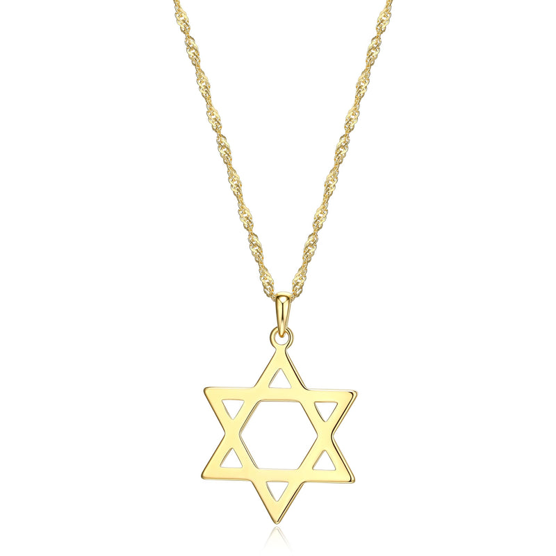 MORGAN & PAIGE .925 Sterling Silver Rhodium or 18K Yellow Gold Plated Star of David Necklace - Lightweight Pendant Necklace Silver Star Necklace, Dainty Necklace for Women, Jewish Gifts 18" Chain