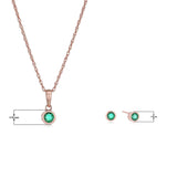 Dainty 925 Sterling Silver Gemstone Birthstone Petite Stud Earrings and 16" Pendant Necklace Jewelry Set