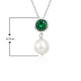 MORGAN & PAIGE .925 Sterling Silver Rhodium Plated Birthstone Necklace - Elegant Freshwater Cultured Pearl Necklace and Gemstone Necklace, Bezel-Set Pearl Drop Necklaces for Women Jewelry 18"