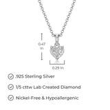 Sterling Silver Pendant Necklace Lab-Created Diamonds, Romantic Jewelry, Hypoallergenic, 18-inch Chain, Elegant Gift Box Included