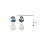 MORGAN & PAIGE 925 Sterling Silver Bezel-Set Gemstone Birthstone and 8mm White Freshwater Cultured Pearl Post Drop Earrings