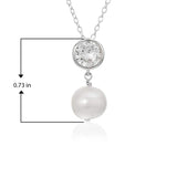 MORGAN & PAIGE .925 Sterling Silver Rhodium Plated Birthstone Necklace - Elegant Freshwater Cultured Pearl Necklace and Gemstone Necklace, Bezel-Set Pearl Drop Necklaces for Women Jewelry 18"