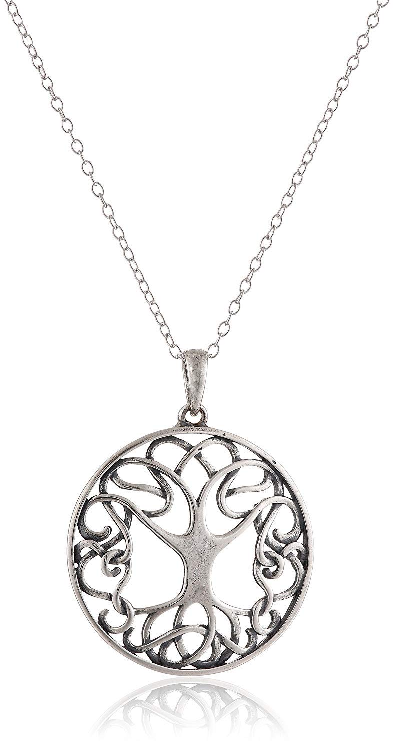 925 Sterling Silver Celtic Knot Openwork Tree of Life Earrings and Pendant Necklace