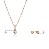 Dainty 925 Sterling Silver Gemstone Birthstone Petite Stud Earrings and 16" Pendant Necklace Jewelry Set