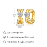 LUXLAB Heart Hoop Earrings - 18k Gold-Plated Sterling Silver, Lab-Created Diamonds Cluster, Hypoallergenic, Elegant Gift Box Included