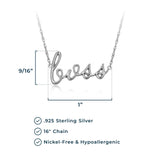 MORGAN & PAIGE .925 Sterling Silver Rhodium or 18K Yellow Gold Plated Statement Dainty Necklace for Women, Hypoallergenic Cursive Pendant Letter Necklaces for Women - 16in with 2in Extender Chain