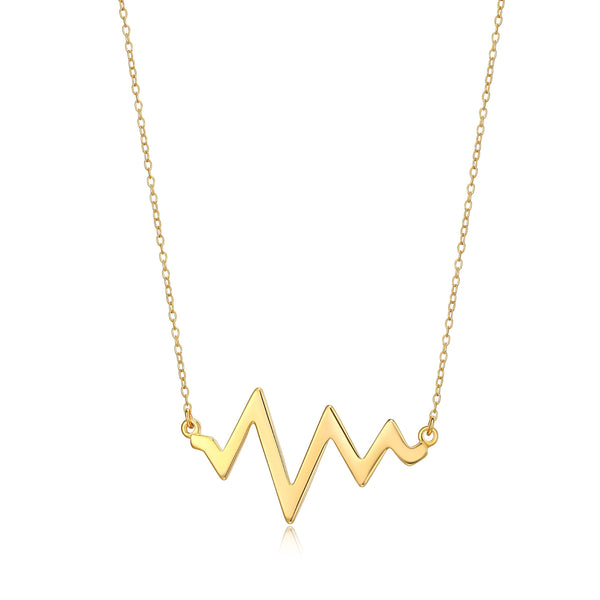 MORGAN & PAIGE 18k Gold Plated 925 Sterling Silver Lifeline Heartbeat Necklace, 16" + 2" Extender