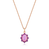 MORGAN & PAIGE 925 Sterling Silver Created Opal and Genuine Gemstone Halo Pendant Necklace, 18"