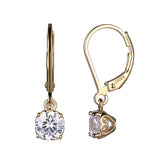 MORGAN & PAIGE 18K Yellow Gold Plated .925 Sterling Silver Solitaire Cubic Zirconia Leverback Earrings (5.5mm)